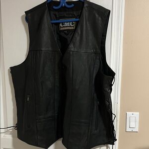 CMC Black Leather Vest with Side Laces